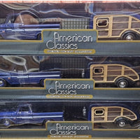 CHEVY C10 FLEETSIDE PU WITH CARAVAN BLUE 1966 1/24 EACH