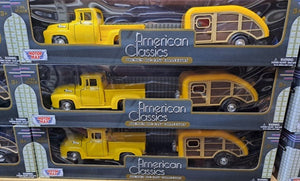 FORD F-100 WITH CARAVAN 1955 YELLOW 1/24 EACH