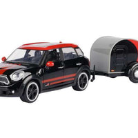 MINI COOPER S COUNTRYMAN BLACK WITH CARAVAN BLACK/RED 1/24