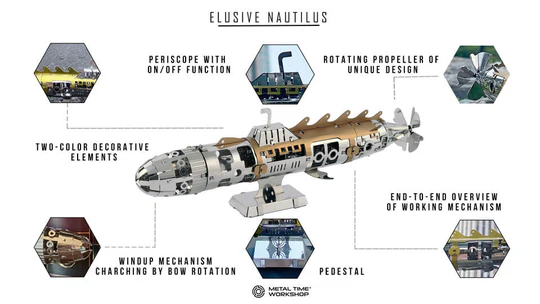 ELUSIVE NAUTILUS MECHANICAL SUBMARINE 91 PARTS