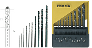 DRILL BITS HSS 0,3 - 3,2 MM 10 OFF, ARTS AND CRAFTS, MINIATURE MODEL BUILDING, PROXXON ACCESSORIES