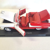 OLDSMOBILE SUPER 88 CONVERTIBLE RED/WHITE 1955 DIECAST 1/18