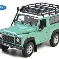 LAND ROVER DEFENDER W ROOF RACK SNORKEL L.GREEN 1/24 DIECAST